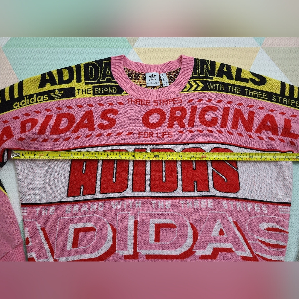 adidas Pink & Yellow Graphic Crewneck Sweater - Picture 12 of 13